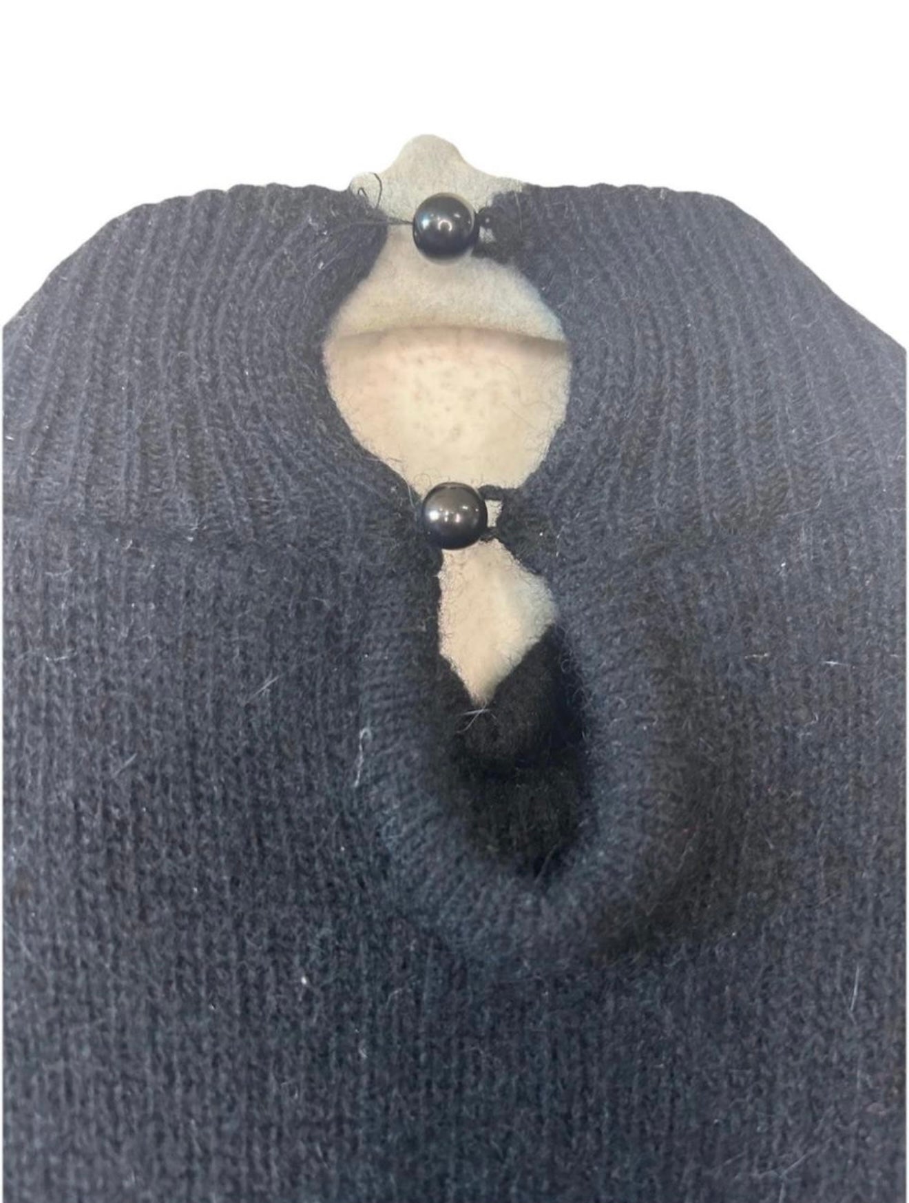 VTG 80s Lambswool & Rabbit Hair LS
Turtleneck Sweater Dress Leather Patchwork M
