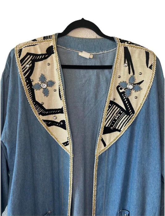 VTG 80's Denim Embellished Chore Coat
Mid-Length XL